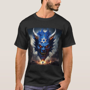 Camiseta demonio satánico de israel con una bandera israelí