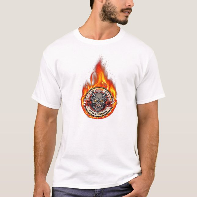 Camiseta Demonios de velocidad: Viajar duro (Anverso)