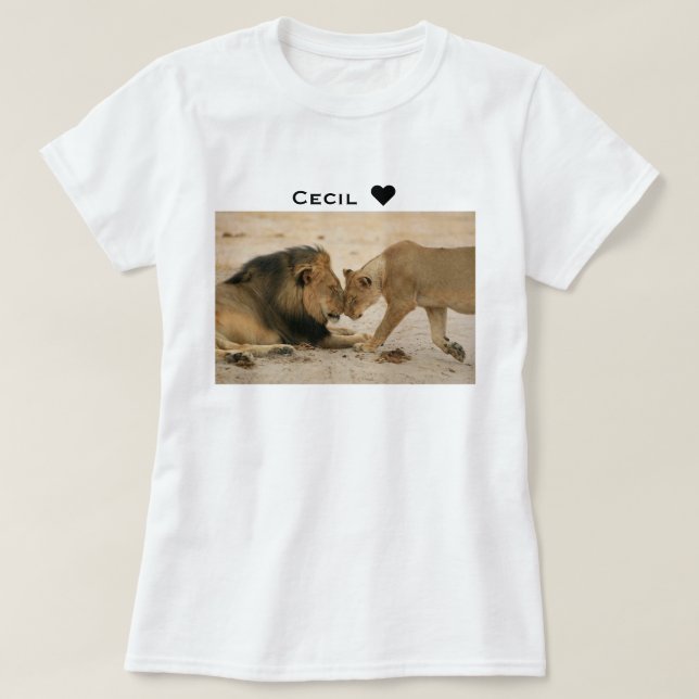 Camiseta Demostración de Cecil algún león y leona del amor (Diseño del anverso)