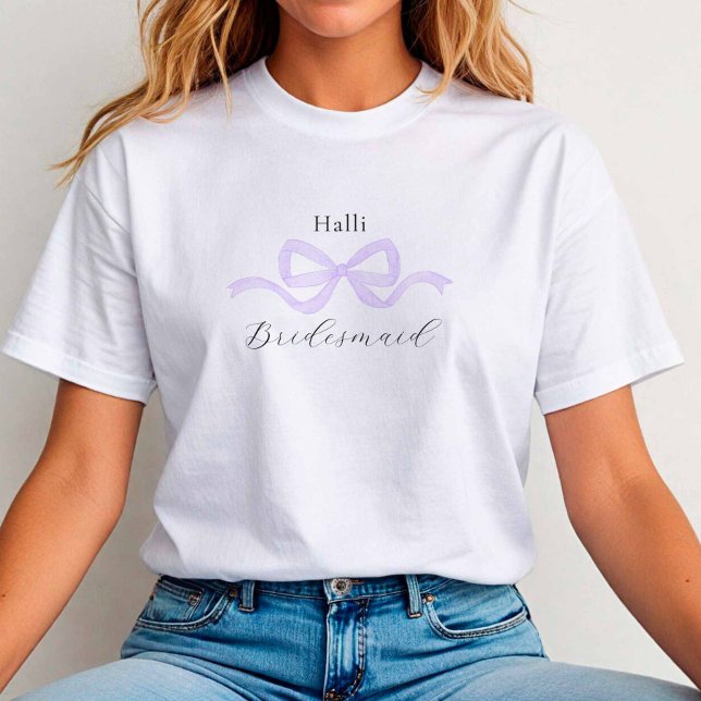 Camiseta Demure la propuesta de la dama de honor Lilac Bow (Lilac Bow Tshirt)