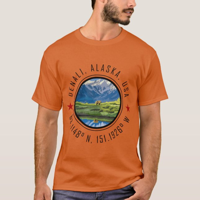 Camiseta Denali Alaska Graphic with Global Coordinates Over (Anverso)