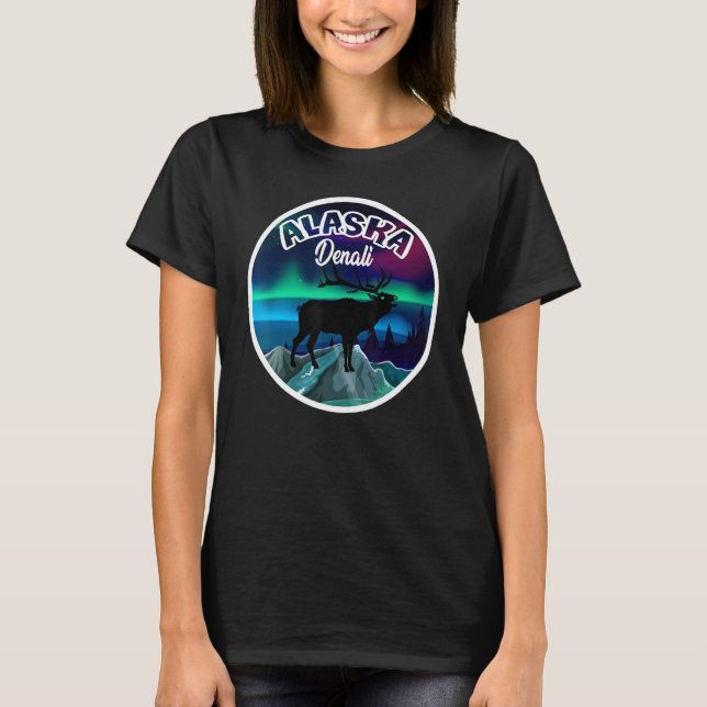 Camiseta Denali Alaska Northern Lights Moose (Anverso)