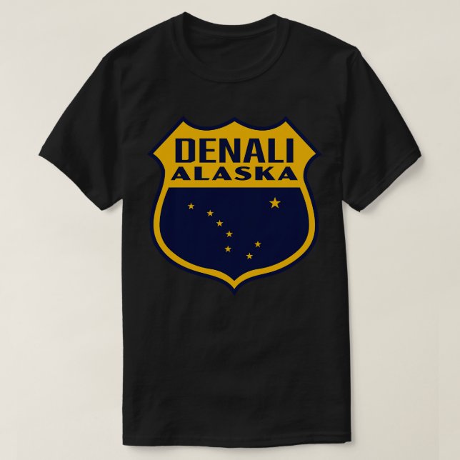 Camiseta Denali Alaska Retro Shield Amarillo (Diseño del anverso)