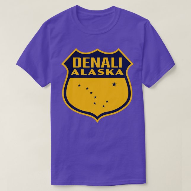 Camiseta Denali Alaska Retro Shield Blue (Diseño del anverso)