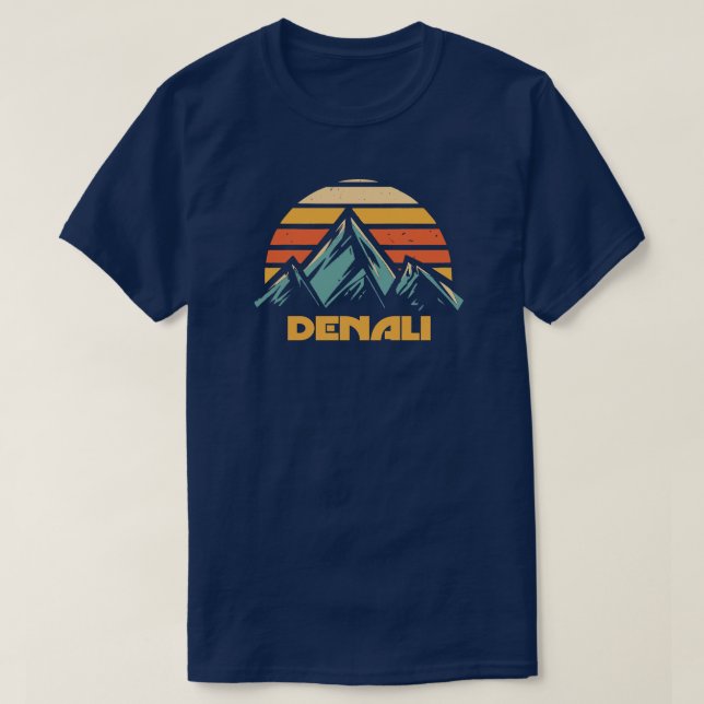 Camiseta Denali Alaska Retro Turquesa (Diseño del anverso)