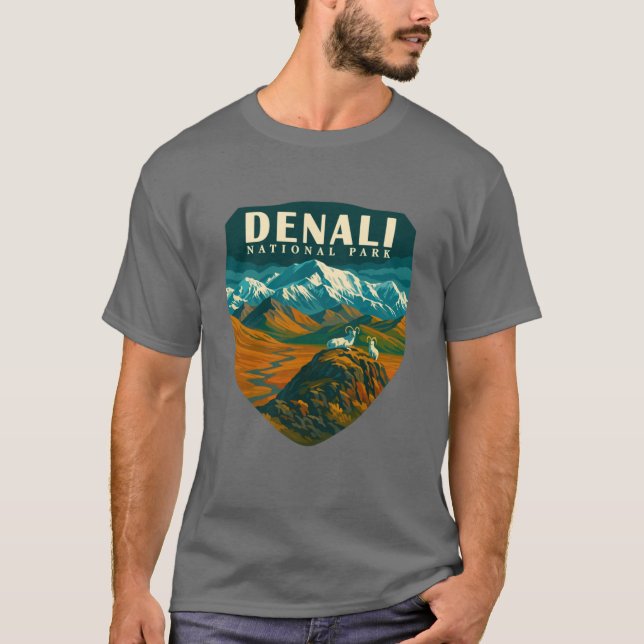 Camiseta Denali National Park Retro Mountain Wilderness Sti (Anverso)
