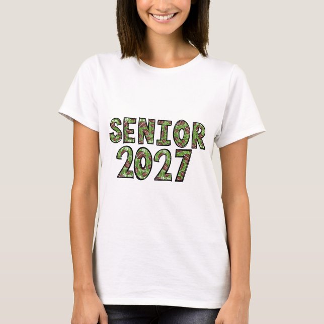 Camiseta Denim Azul Flores Patchwork Senior 2027 (Anverso)