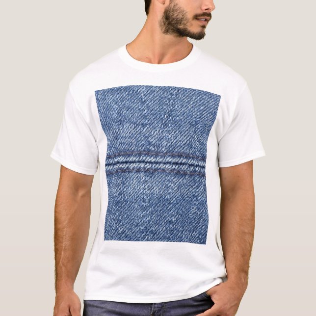 Camiseta Denim Azul Macro, Textura De Cierre. (Anverso)