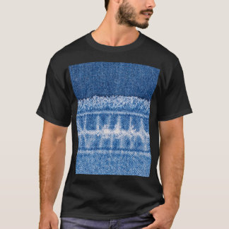 Camiseta Denim desgarrado: marco doble de jeans azules