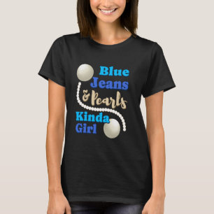 Camiseta Denim Fabric Blue Jeans Pearls Skinny Jeans Lover