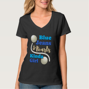 Camiseta Denim Fabric Blue Jeans Pearls Skinny Jeans Lover