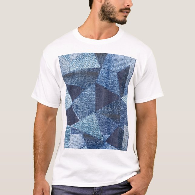 Camiseta Denim Urban: Doloridos Parchwork a rayas. (Anverso)