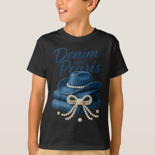 Camiseta Denim Y Pearl Envían A Mujeres Vaqueras Occidental