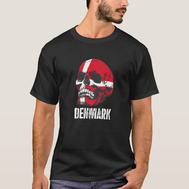 Camiseta Denmark Flag Skull Danish Pride Patriotic (Anverso)