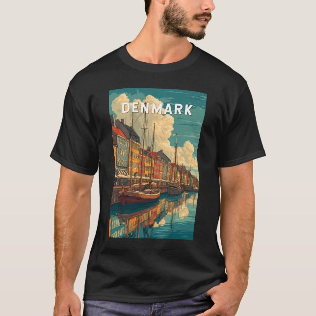 Camiseta Denmark Illustration Travel Art Vintage (Anverso)