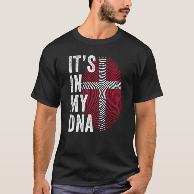 Camiseta Denmark It's In My DNA Cute Danish Fingerprint Fla (Anverso)