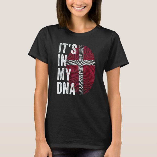 Camiseta Denmark It's In My DNA Cute Danish Fingerprint Fla (Anverso)
