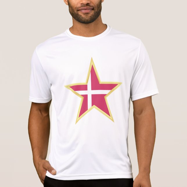 Camiseta Denmark National Flag Star Shape (Anverso)