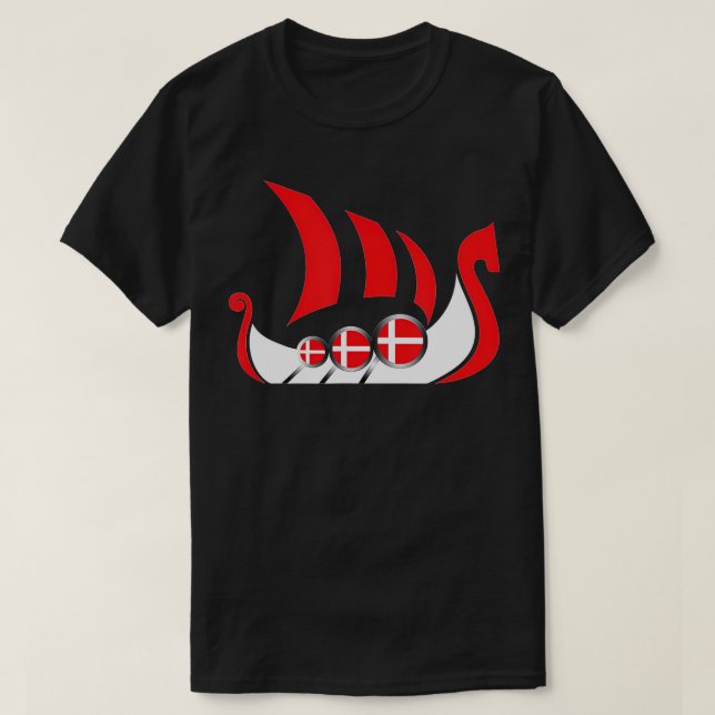 Camiseta Denmark Viking Ship  Danish Flag Dragon Boat  (Diseño del anverso)