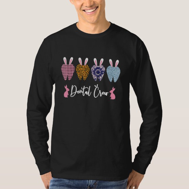 Camiseta Dental Crew Cute Teeth Leopard Easter Day Dental B (Anverso)