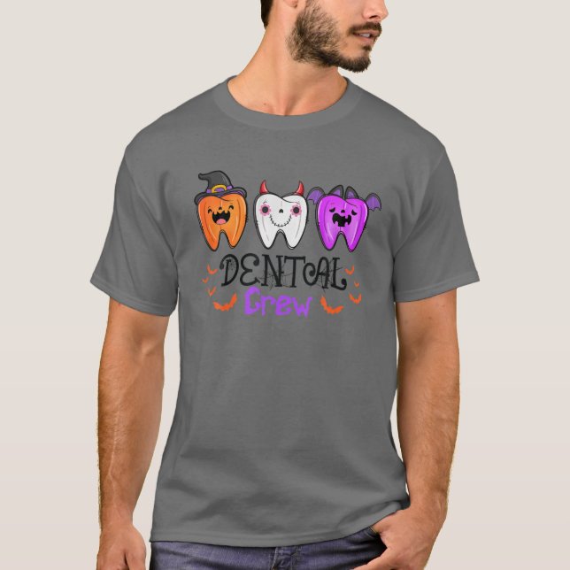 Camiseta Dental Crew Tooth Halloween Funny Dentisistan (Anverso)