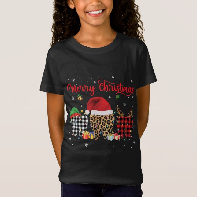 Camiseta Dental Feliz Navidad Santa Hat Pajama Funny Dent (Anverso)