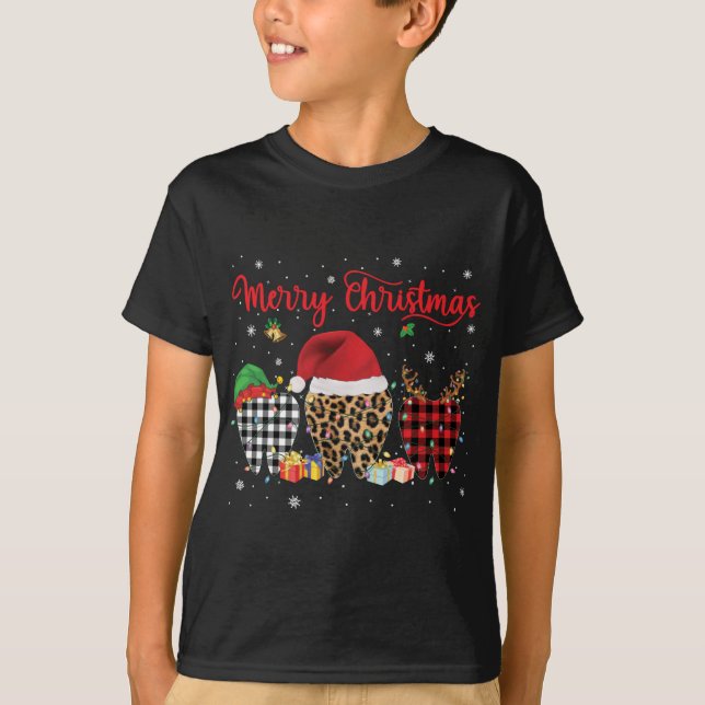 Camiseta Dental Feliz Navidad Santa Hat Pajama Funny Dent (Anverso)