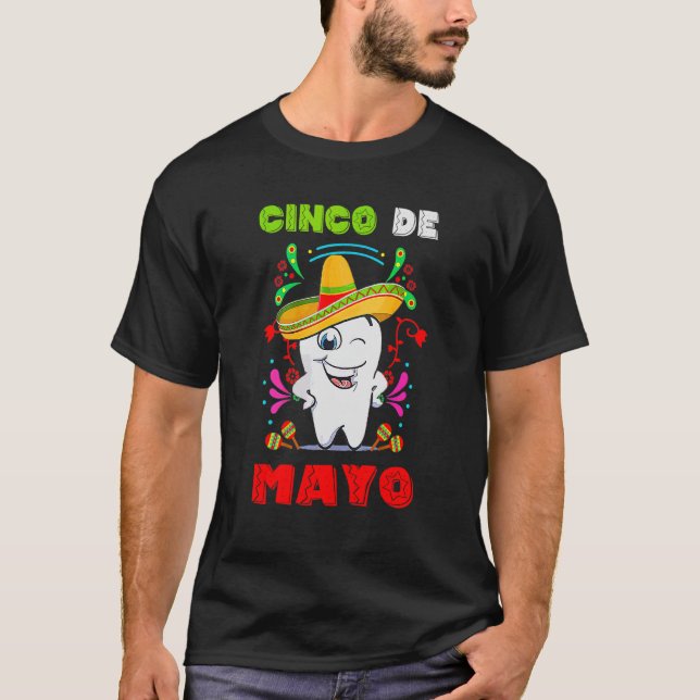 Camiseta Dental Floral Cinco De Mayo Dentista Mexicano (Anverso)