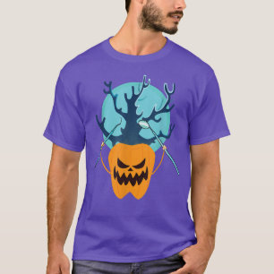 Camiseta Dental Halloween Tooth Pumpkin Funny Halloween Den