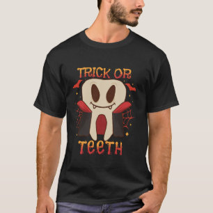 Camiseta Dental Halloween Tooth Trick o Teeth Dentist Ort