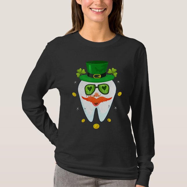 Camiseta Dental Leprechaun Tooth Shamrock St Patricks Day D (Anverso)