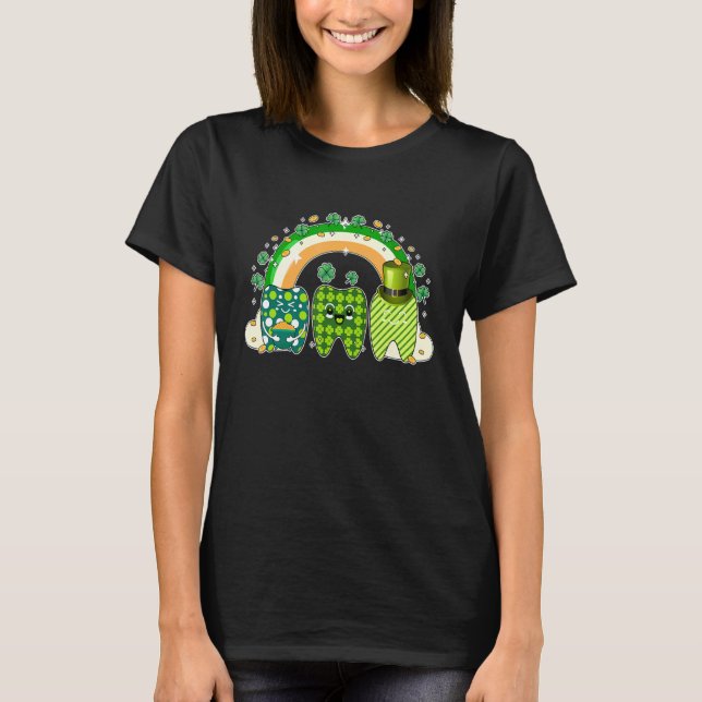 Camiseta Dental Love Tooth St Patrys Day Irlandés Shamrock (Anverso)