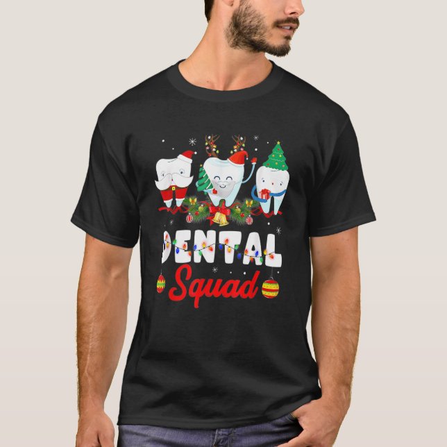 Camiseta Dental Squad Cute Tooth Christmas Dentist Merry X  (Anverso)