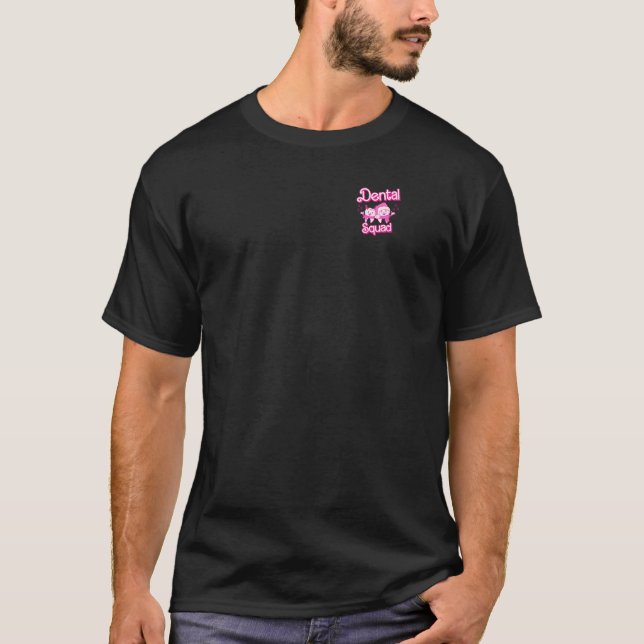 Camiseta Dental Squad de Santa Dientes Rosa Retro de reno (Anverso)