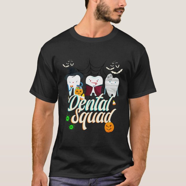Camiseta Dental Squad Dentist Halloween Disstume Bastante e (Anverso)