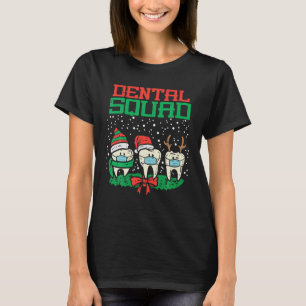 Camiseta Dental Squad Dientes En Máscara Navidades Dentista