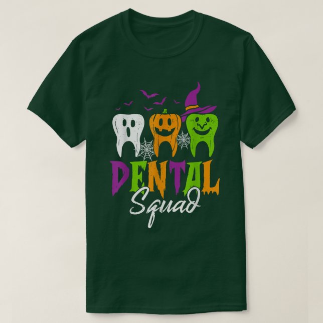 Camiseta Dental Squad Funny Tres Dientes Dientes Brujas Hal (Diseño del anverso)