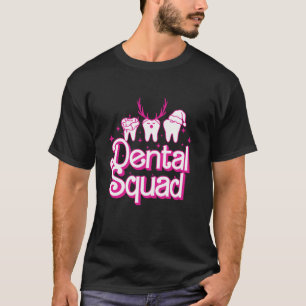 Camiseta Dental Squad Funny Xmas Luces Dentista Retro Rosa