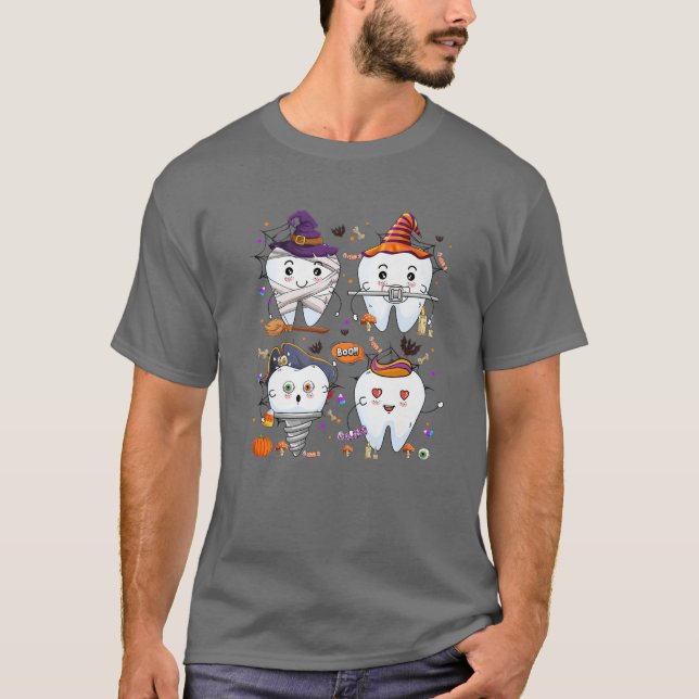 Camiseta Dental Squad Halloween Dentista Trick O Diente Den (Anverso)
