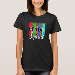 Camiseta Dental Squad Leopard Print Dentist Dentistry Hygie