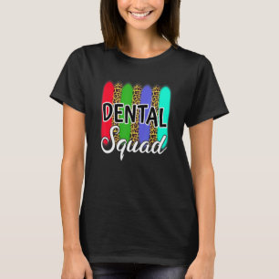Camiseta Dental Squad Leopard Print Dentist Dentistry Hygie