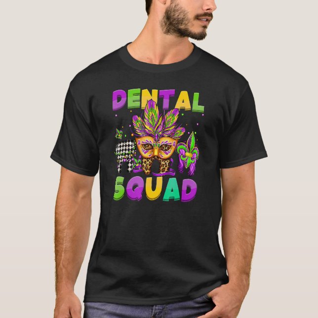 Camiseta Dental Squad Mardi Gras Teeth Dental Assistant Fle (Anverso)
