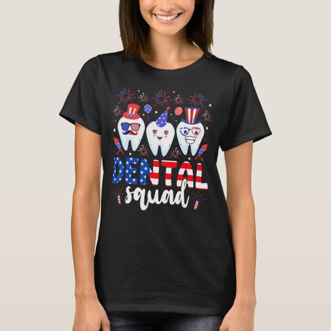 Camiseta Dental Squad Tooth 4th Of July Dental Assistant De (Anverso)