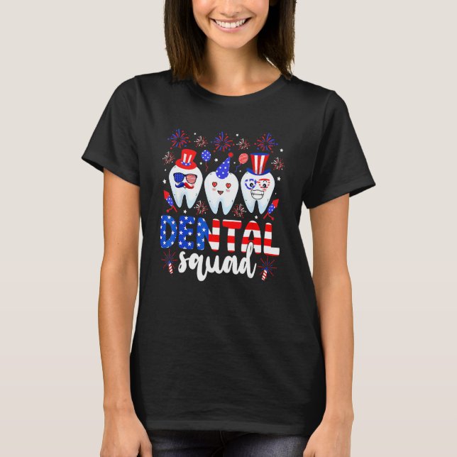 Camiseta Dental Squad Tooth 4th Of July Dental Assistant De (Anverso)