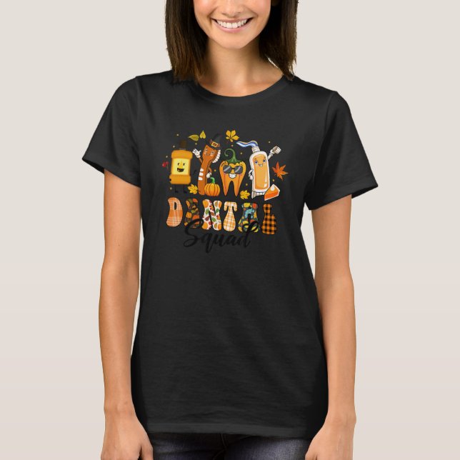 Camiseta Dental Squad Tooth Pumpkin Toothbrush Pilgrim Than (Anverso)