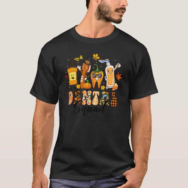 Camiseta Dental Squad Tooth Pumpkin Toothbrush Pilgrim Than (Anverso)
