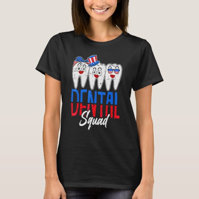 Camiseta Dental Squad Tooth Teoth Bandera Americana 4 (Anverso)