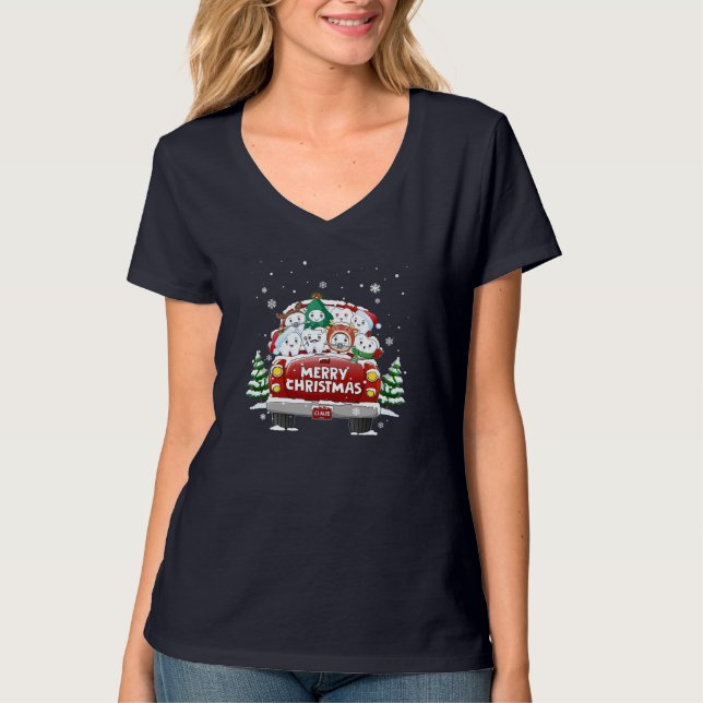 Camiseta Dental Teeth Merry Christmas Red Truck Dentist Chr (Anverso)