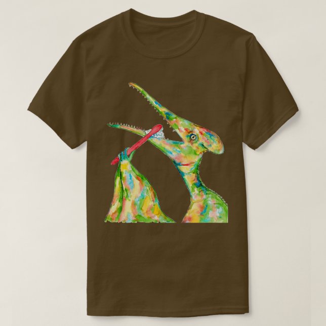 Camiseta Dentarios de cepillado pterodáctilo de dinosaurio  (Diseño del anverso)