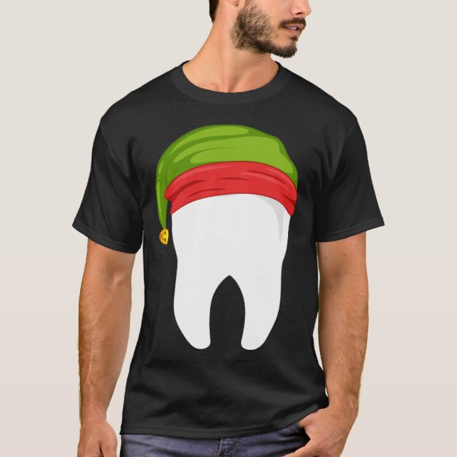 Camiseta Dentist Christmas  tooth Dental  with Elf hat (Anverso)
